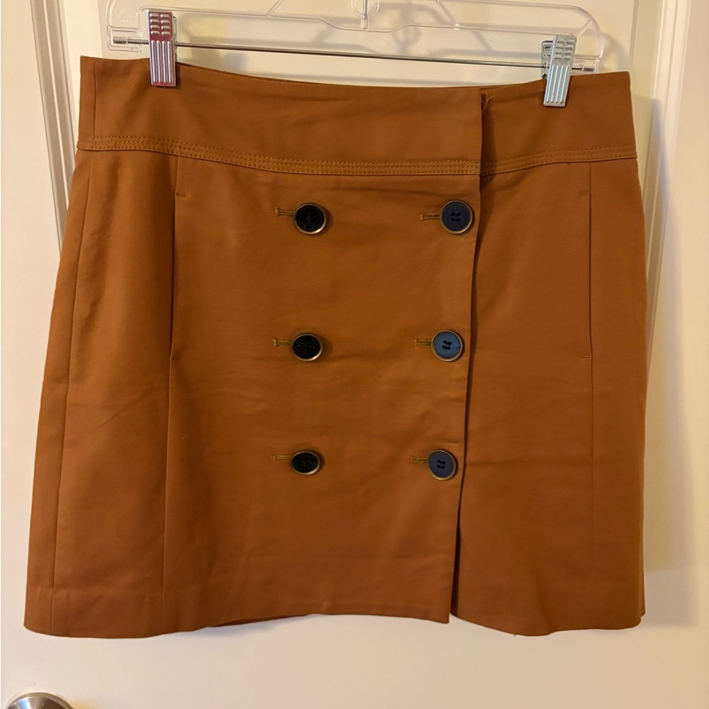 NWT LOFT Brown Double Breasted Mini Skirt Academia Preppy 10 clueless‎ club